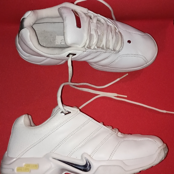 Nike White Sneakers with Metallic Swoosh - Picture 3 of 12